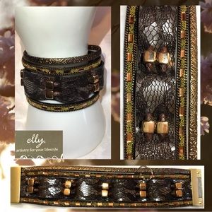 Superb Lace Sequin Faux Leather Cuff Wrap Bracelet